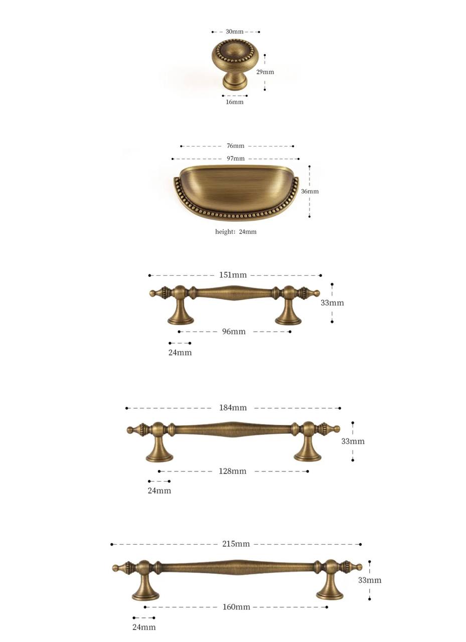 Modern Bronze Cabinet Handles Kitchen Knob  Pull Wardrobe Furniture Handle for Cabinet Living Room Home Office Bedroom Antique Brass Pull